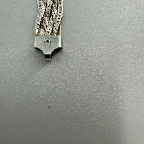 Vintage Italian Sterling Silver 925 Braided Bracelet 7.5” Lobster Clasp Italy - Picture 5 of 6